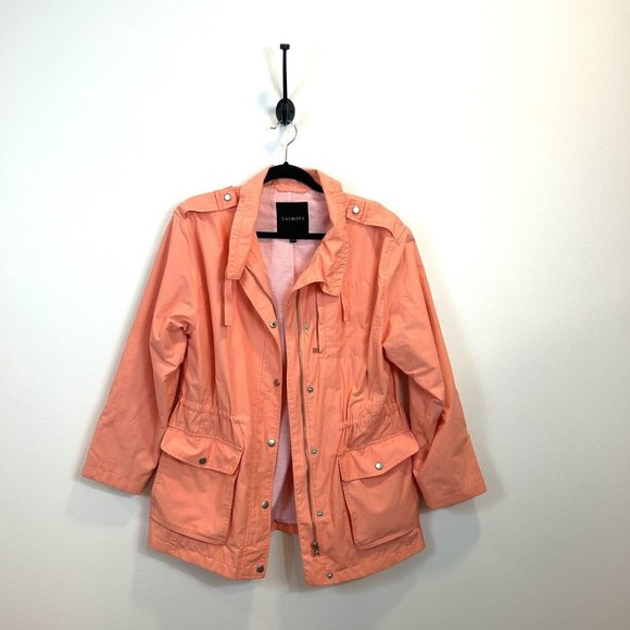 Talbots Water Resistant Cotton Anorak Jacket Peach Small - Picture 1 of 8